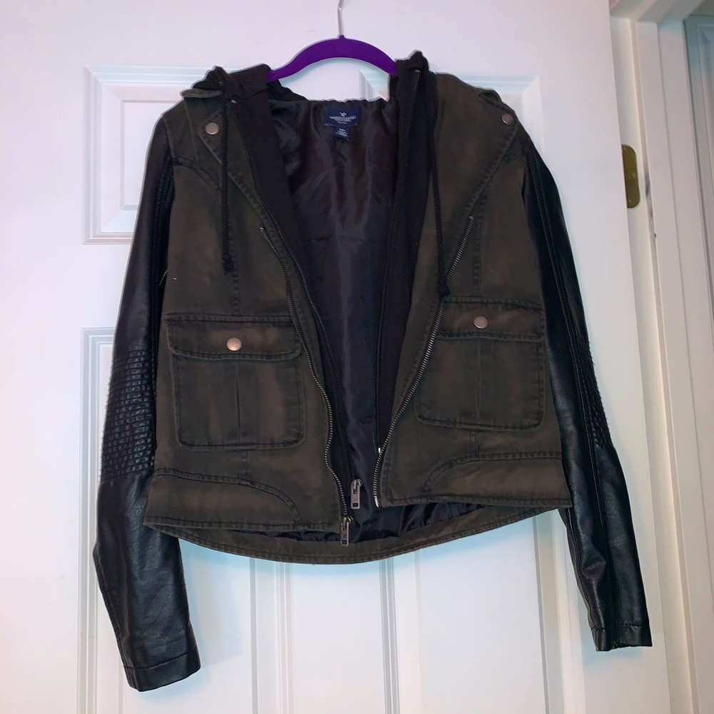 American Eagle Faux Leather Moto Jacket size SM